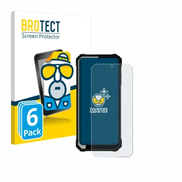 Vorderseite einer Produktverpackung mit dem Markenlogo BROTECT. Daneben ist das Gerät Oukitel WP23 mit dem zugehörigen Display