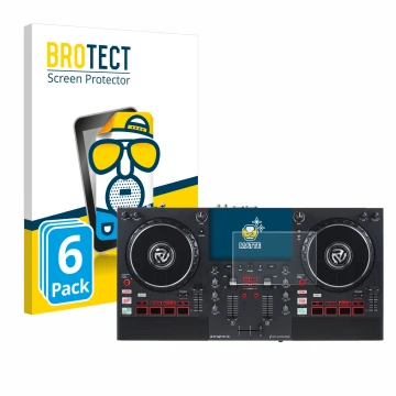 Vorderseite einer Produktverpackung mit dem Markenlogo BROTECT. Daneben ist das Gerät Numark Mixstream Pro+ mit dem zugehörige
