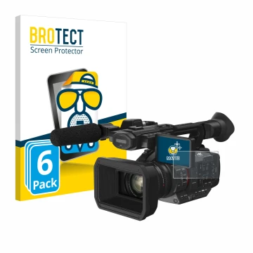 Vorderseite einer Produktverpackung mit dem Markenlogo BROTECT. Daneben ist das Gerät Panasonic HC-X2 mit dem zugehörigen Disp