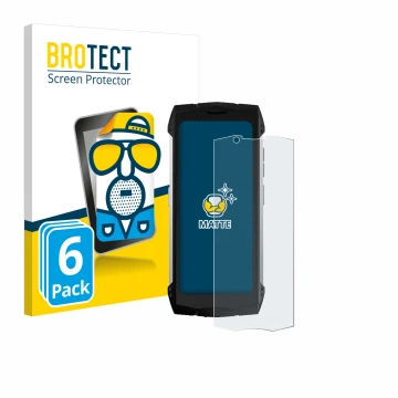 Vorderseite einer Produktverpackung mit dem Markenlogo BROTECT. Daneben ist das Gerät Doogee S Mini mit dem zugehörigen Displa