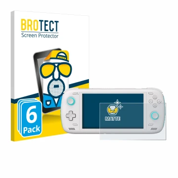 Vorderseite einer Produktverpackung mit dem Markenlogo BROTECT. Daneben ist das Gerät AYN Odin 2 mit dem zugehörigen Displaysc