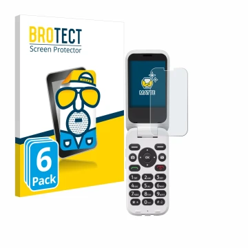 Vorderseite einer Produktverpackung mit dem Markenlogo BROTECT. Daneben ist das Gerät Doro 6820 mit dem zugehörigen Displaysch