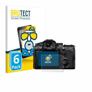 Vorderseite einer Produktverpackung mit dem Markenlogo BROTECT. Daneben ist das Gerät Sony Alpha 9 III mit dem zugehörigen Dis