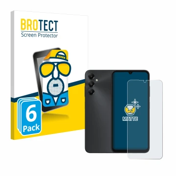 Vorderseite einer Produktverpackung mit dem Markenlogo BROTECT. Daneben ist das Gerät Samsung Galaxy A05s mit dem zugehörigen 