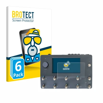 Vorderseite einer Produktverpackung mit dem Markenlogo BROTECT. Daneben ist das Gerät Neural DSP Quad Cortex mit dem zugehörig