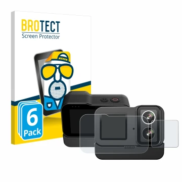 Vorderseite einer Produktverpackung mit dem Markenlogo BROTECT. Daneben ist das Gerät SJCAM SJ20 Dual Lens mit dem zugehörigen