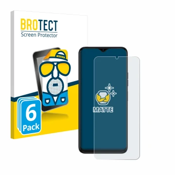 Vorderseite einer Produktverpackung mit dem Markenlogo BROTECT. Daneben ist das Gerät Tecno Spark 10 5G mit dem zugehörigen Di