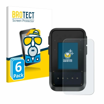 Vorderseite einer Produktverpackung mit dem Markenlogo BROTECT. Daneben ist das Gerät Garmin eTrex Solar mit dem zugehörigen D