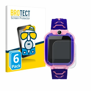 Vorderseite einer Produktverpackung mit dem Markenlogo BROTECT. Daneben ist das Gerät Bothergu Kids Smartwatch Q12 mit dem zug