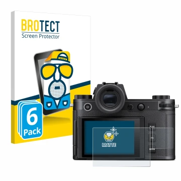 Vorderseite einer Produktverpackung mit dem Markenlogo BROTECT. Daneben ist das Gerät Leica SL3 (Display + Schulterdisplay) mi