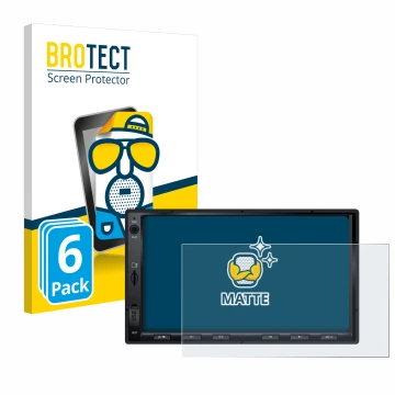 Vorderseite einer Produktverpackung mit dem Markenlogo BROTECT. Daneben ist das Gerät Atoto F7 WE mit dem zugehörigen Displays