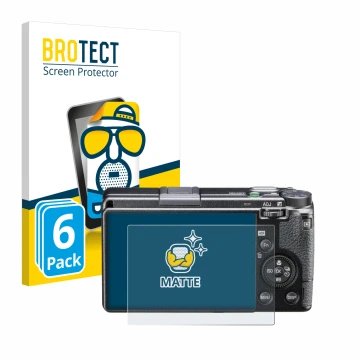 Vorderseite einer Produktverpackung mit dem Markenlogo BROTECT. Daneben ist das Gerät Ricoh GR IIIx HDF mit dem zugehörigen Di