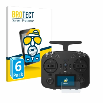 Vorderseite einer Produktverpackung mit dem Markenlogo BROTECT. Daneben ist das Gerät FrSky TWIN X14 mit dem zugehörigen Displ