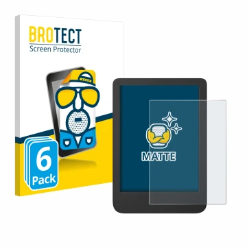 Vorderseite einer Produktverpackung mit dem Markenlogo BROTECT. Daneben ist das Gerät Tolino Shine 5 Color 2024 mit dem zugehö