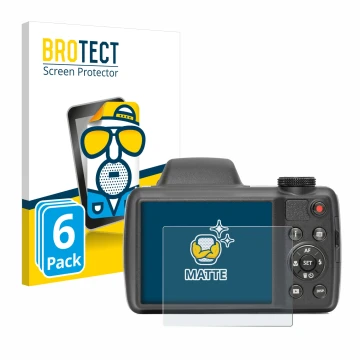 Vorderseite einer Produktverpackung mit dem Markenlogo BROTECT. Daneben ist das Gerät Kodak Pixpro AZ528 mit dem zugehörigen D