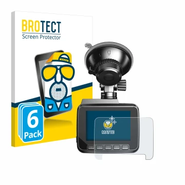 Vorderseite einer Produktverpackung mit dem Markenlogo BROTECT. Daneben ist das Gerät Azdome IT-G63D mit dem zugehörigen Displ