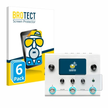 Vorderseite einer Produktverpackung mit dem Markenlogo BROTECT. Daneben ist das Gerät Hotone Ampero II Stomp mit dem zugehörig