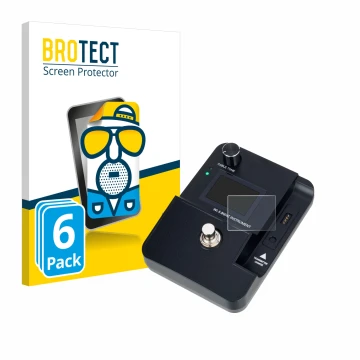 Vorderseite einer Produktverpackung mit dem Markenlogo BROTECT. Daneben ist das Gerät Harley Benton AirBorne Pro 5.8Ghz mit de