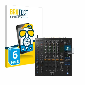Vorderseite einer Produktverpackung mit dem Markenlogo BROTECT. Daneben ist das Gerät Pioneer DJM A9 mit dem zugehörigen Displ