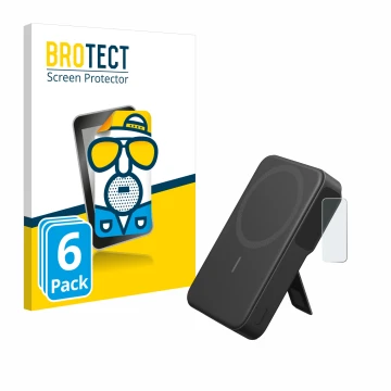 Vorderseite einer Produktverpackung mit dem Markenlogo BROTECT. Daneben ist das Gerät Anker MagGo mit dem zugehörigen Displays