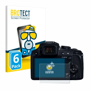 Vorderseite einer Produktverpackung mit dem Markenlogo BROTECT. Daneben ist das Gerät Panasonic Lumix DC-FZ82D mit dem zugehör