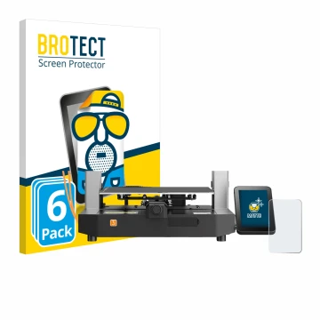 Vorderseite einer Produktverpackung mit dem Markenlogo BROTECT. Daneben ist das Gerät Anycubic Kobra 3 mit dem zugehörigen Dis