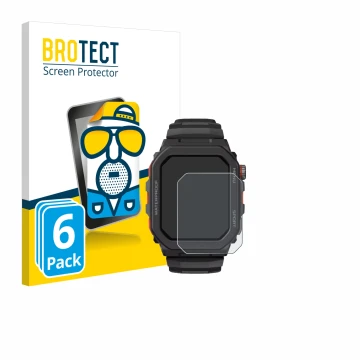 Vorderseite einer Produktverpackung mit dem Markenlogo BROTECT. Daneben ist das Gerät Zeblaze Ares GPS mit dem zugehörigen Dis