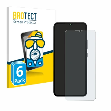 Vorderseite einer Produktverpackung mit dem Markenlogo BROTECT. Daneben ist das Gerät Cubot A10 mit dem zugehörigen Displaysch