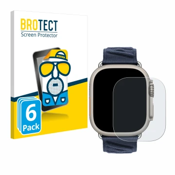 Vorderseite einer Produktverpackung mit dem Markenlogo BROTECT. Daneben ist das Gerät Apple Watch Hermès Ultra 2 mit dem zugeh