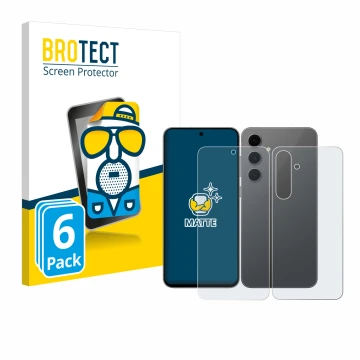 Vorderseite einer Produktverpackung mit dem Markenlogo BROTECT. Daneben ist das Gerät Samsung Galaxy S24 FE (Display+Rückseite