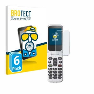 Vorderseite einer Produktverpackung mit dem Markenlogo BROTECT. Daneben ist das Gerät Doro 2820 mit dem zugehörigen Displaysch