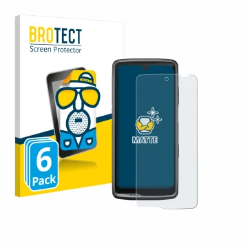 Vorderseite einer Produktverpackung mit dem Markenlogo BROTECT. Daneben ist das Gerät Crosscall Stellar M6 mit dem zugehörigen
