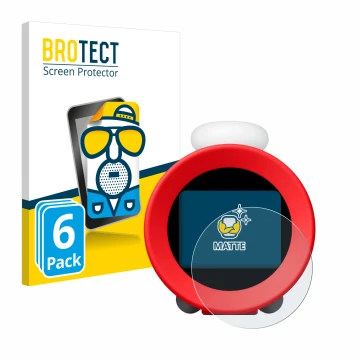 Vorderseite einer Produktverpackung mit dem Markenlogo BROTECT. Daneben ist das Gerät Nintendo Sound Clock Alarmo mit dem zuge