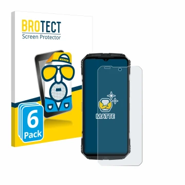 Vorderseite einer Produktverpackung mit dem Markenlogo BROTECT. Daneben ist das Gerät Doogee S118 Pro mit dem zugehörigen Disp