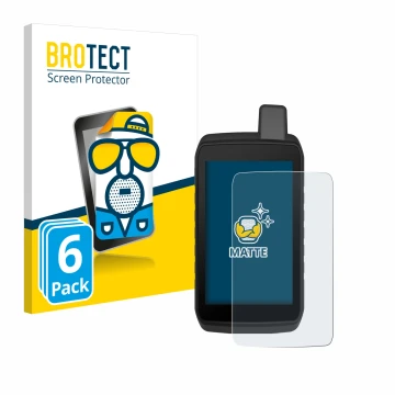 Vorderseite einer Produktverpackung mit dem Markenlogo BROTECT. Daneben ist das Gerät Garmin Montana 710 mit dem zugehörigen D