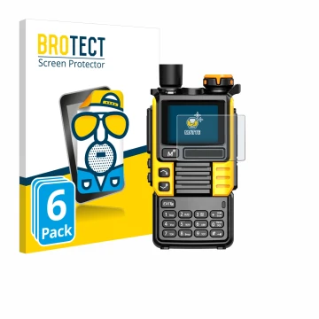Vorderseite einer Produktverpackung mit dem Markenlogo BROTECT. Daneben ist das Gerät Quansheng UV-K5 (99) mit dem zugehörigen