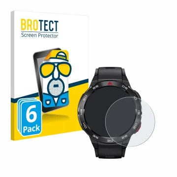 Vorderseite einer Produktverpackung mit dem Markenlogo BROTECT. Daneben ist das Gerät Xiaomi Mibro GS Pro mit dem zugehörigen 