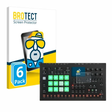 Vorderseite einer Produktverpackung mit dem Markenlogo BROTECT. Daneben ist das Gerät Elektron Analog Rytm MKII mit dem zugehö