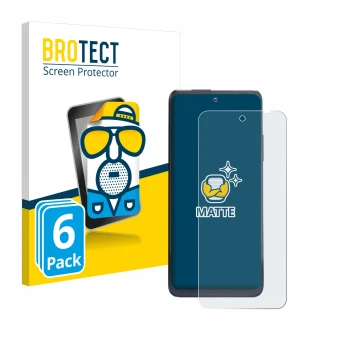 Vorderseite einer Produktverpackung mit dem Markenlogo BROTECT. Daneben ist das Gerät Thuraya One mit dem zugehörigen Displays