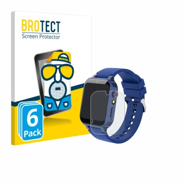 Vorderseite einer Produktverpackung mit dem Markenlogo BROTECT. Daneben ist das Gerät Ruopoem Kids Smartwatch 1.54