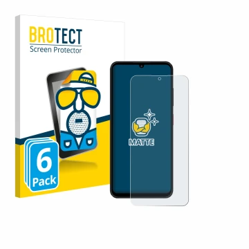 Vorderseite einer Produktverpackung mit dem Markenlogo BROTECT. Daneben ist das Gerät ZTE Blade A55 mit dem zugehörigen Displa