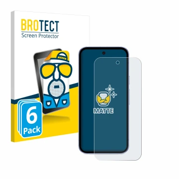 Vorderseite einer Produktverpackung mit dem Markenlogo BROTECT. Daneben ist das Gerät Google Pixel 9a mit dem zugehörigen Disp