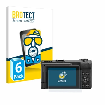 Vorderseite einer Produktverpackung mit dem Markenlogo BROTECT. Daneben ist das Gerät Canon PowerShot V1 mit dem zugehörigen D