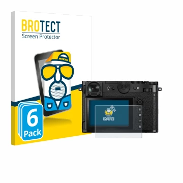 Vorderseite einer Produktverpackung mit dem Markenlogo BROTECT. Daneben ist das Gerät Fujifilm GFX 100RF mit dem zugehörigen D