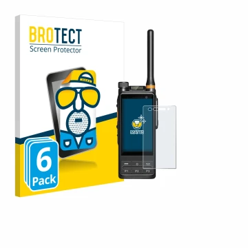 Vorderseite einer Produktverpackung mit dem Markenlogo BROTECT. Daneben ist das Gerät Hytera PDC680 mit dem zugehörigen Displa