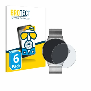 Vorderseite einer Produktverpackung mit dem Markenlogo BROTECT. Daneben ist das Gerät Pireware Slim Smartwatch mit dem zugehör