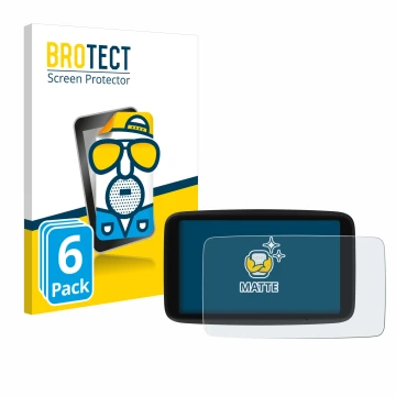 Vorderseite einer Produktverpackung mit dem Markenlogo BROTECT. Daneben ist das Gerät TomTom Go Navigator 6 (2. Generation) mi