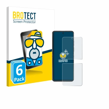 Vorderseite einer Produktverpackung mit dem Markenlogo BROTECT. Daneben ist das Gerät Motorola Razr 60 mit dem zugehörigen Dis