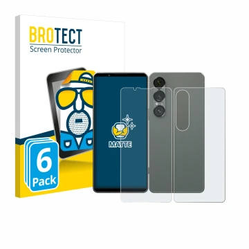 Vorderseite einer Produktverpackung mit dem Markenlogo BROTECT. Daneben ist das Gerät Sony Xperia 1 VII (Display+Rückseite) mi