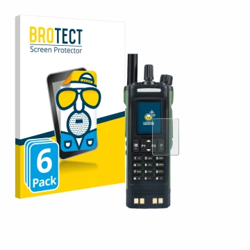 Vorderseite einer Produktverpackung mit dem Markenlogo BROTECT. Daneben ist das Gerät Baofeng DM-32 mit dem zugehörigen Displa